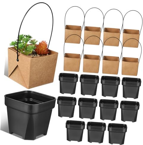 Happyyami 12sätze Kleine wasserdichte Pflanztöpfe Aus Robustem Kunststoff Mit Kraftpapier-hüllen Mini Sukkulenten-behälter Leichte Dekorative Blumentöpfe Für Pflanzen Bastelprojekte