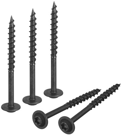 sourcing map #8 x 2 Round Washer Screws - 50pcs - Torx/Star Drive Head Wood Screws for Construction, Cabinets and Furniture, Black