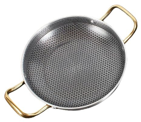 Zerodeko Padella Antiaderente in Acciaio Inox Fondo Nido d Ape Per Cotture Basso Contenuto Di Olio Adatta Piani Cottura Gas Elettrici e Induzione Leggera e Facile Da Pulire