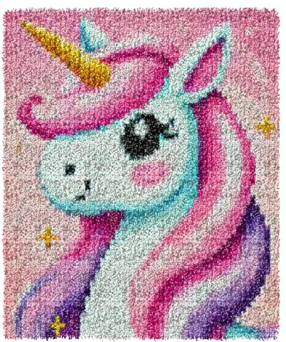 YOOTOM Kit de Tapis de Crochet à Point Noué di Coussin au Crochets à Loquet Bricolage,tapis noeud noué, Noël Création de Tapis à Crocher pour Adultes et Enfants, Latch Hook Kits 50x38cm