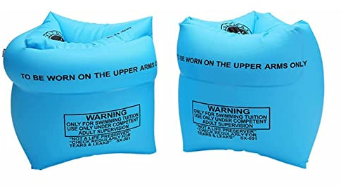 2-4 Pcs Inflatable Arm Swimming Floaties Bands, Floatation Water Wings, Swimming Arm Ring Floatie for Children and Adults 30-150LBS (Blue)