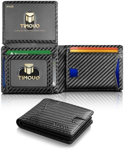 TiMOVO Slim Bifold Men's Wallet, RFID Blocking 2 ID Windows, Black Stripes