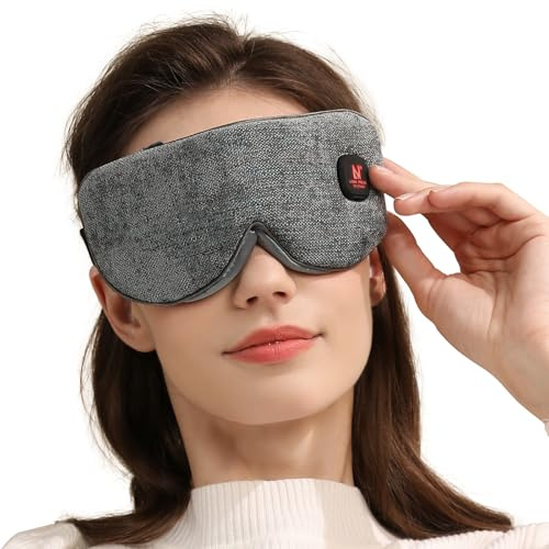 Masque chauffant yeux pour les yeux secs, masque yeux chauffant avec 3 niveaux de chaleur, masque de sommeil pour homme et femme, 1000mAh sans Adaptateur