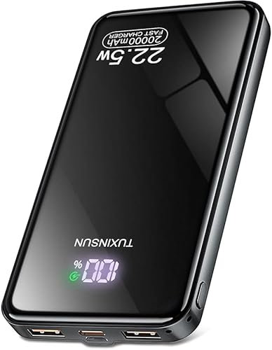Power Bank 22.5W 20000mAh Bateria Externa Carga Rapida, Bateria Portatil PD3.0 QC4.0, Powerbank USB C Input & Output con Pantalla LCD Compatible con Smartphones, smartwatches, etc (black01)