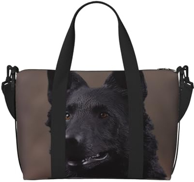 Sporttasche für Damen und Herren, Reisetasche, Wochenendtasche, Handgepäck, Übernachtungstasche, für Reisen, Schwimmen, Fitness, Workout, Sport, Rouge, Rosa, Roségold, Schwarzer Schäferhund