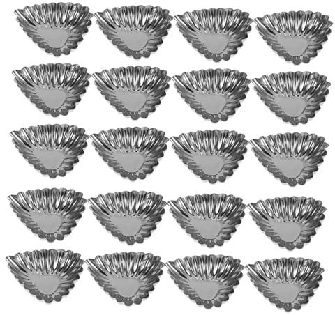 FUNOMOCYA Moldes para Tartaletas de Huevo Superficie Lisa 20 de Acero Inoxidable, Fáciles de Limpiar para Repostería en Cocina Doméstica y Panadería