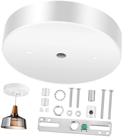Didiseaon Plaque de Plafond Lustre Métallique Blanche avec Barre Transversale Support de Montage pour Plafonniers et Suspensions Accessoire et Corrosion pour Éclairage Intérieur