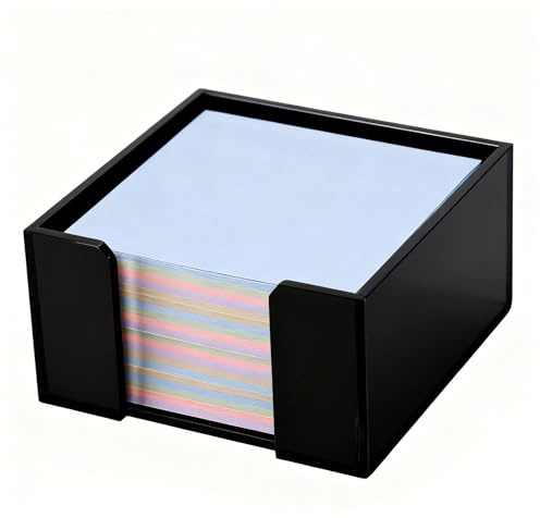 Uaimvie Black Acrylic Sticky Note Holder, 3x3 Crystal Clear Notepad Holder with Anti-Slip Base Post It Note Holder Sticky Note, Dispenser for Office Desk, Home Organizer
