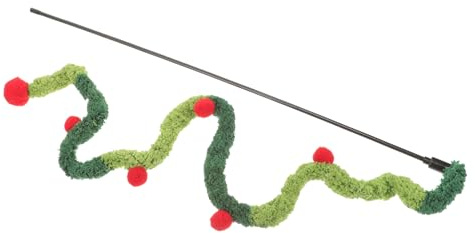 PartyKindom Weihnachtliche Katzenangeln zum Spielen Spielzeug für Kätzchen und Haustiere Dekorative Spielsachen mit Weihnachtsplüschtier-Design für Katzen
