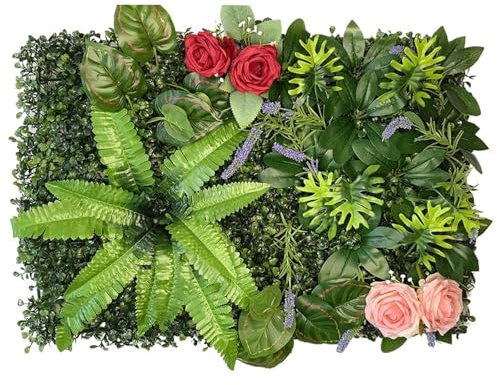 SynapSYA Panneaux Muraux De Gazon Artificiel 40 * 60 cm Mur de Lierre Artificiel clôture Artificielle Feuille de Lierre Panneau décoration hôtel extérieur Jardin Mariage décoration(Color3)