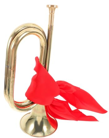 ULTECHNOVO Signalhorn Trompete mit Komfortablem Griff und Einfache Handhabung für Anfänger Metall Kupfermaterial in Gold für Schulband und Bühnenaufführung