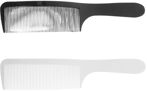 BIUDECO Pettini da Professionali Curvi 2 Pezzi Denti a Punta Tonda in Polimero Bianco per Taglio Uomo Manico Antiscivolo per Forniture Estetiche
