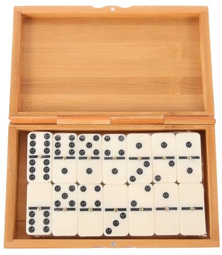 LALADEFIEE Jeu De Dominos Classique en Bambou Boîte De Rangement, pour Adultes Et Famille, Taille Standard, Jeu Éducatif Interactif Intérieur Extérieur, Divertissement Convivial
