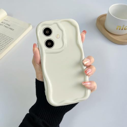YANJIEER mobilskal för Motorola Moto G54 5G, vågig wave design estetiskt och sött, tunt mjukt TPU silikon bumper, stötsäkert skyddsskal för kvinnor tjejer Vit