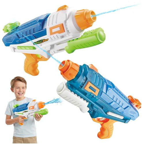 Oziral Wasserpistole für Kinder Erwachsene, 2 Stück wasserspritzpistole 600ML, Großer Reichweite bis zu 11m,Super Soaker mit Spritzpistole Wasser für Sommer Pool Strand Garten Spaß