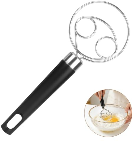 OSDUE Dänischer Schneebesen, Dänischer Teigbesen aus Edelstahl, Teigrührer, Eierschläger, Handmixer, Holzgriff, nicht rosten - Teigbesen mit bequemem und langem Griff, ideal zum Kochen