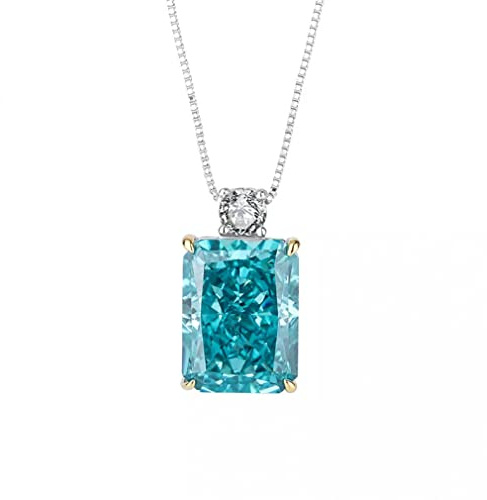 12 * 16 mm mintgrön gul högkolhaltig diamant silverhalsband kvinna 100% sterling smycken bröllopsfest
