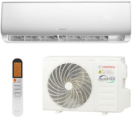 HANTECH Split Klimaanlage 24000 BTU 6,8 kW Inverter Set - Klimagerät mit App-Funktion zum Kühlen und Heizen – Modell Elegant (BIs zu 80²)
