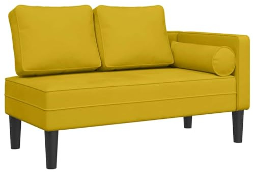 Chaiselong gul sammet med kudde 116,5 x 62 x 57,5 cm vadderad ergonomiskt justerbar för vardagsrum sovrum kontor relaxstol för avkoppling läsning sova