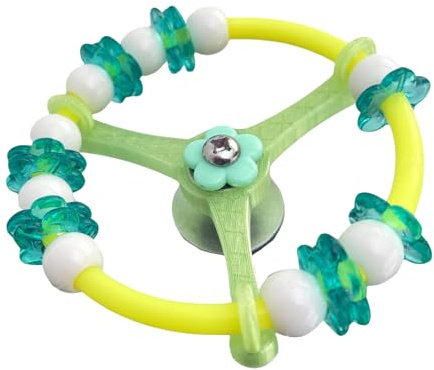 Juguete para masticar giratorio con sonido para entrenamiento interactivo y enriquecimiento mental, juguete multifuncional de inteligencia para loros, platillo volador giratorio con campanas que hacen