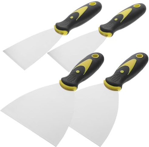 Toddmomy Juego de 4 Espátulas de Acero Inoxidable Mango de Plástico para Reparar Paredes y Rellenar Grietas, Herramienta Ligera y Resistente para Uso en Hogar