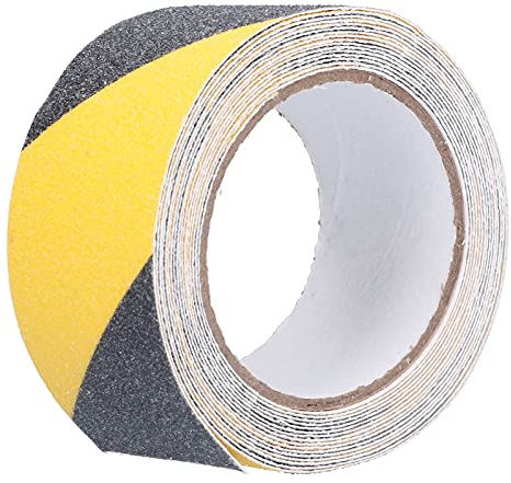 TOPINCN Halkfri Tejp Högfriktionssäkerhetstejp för Utomhustrappor och Trappor 5 Meter Lång PVC och Smärgel (Gul Svart)