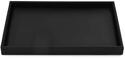 Oirlv Schwarz PU Leder Schmuck Display Flat Schmucktablett Zubehör Trinket Uhr/Ohrring/Ring Organizer