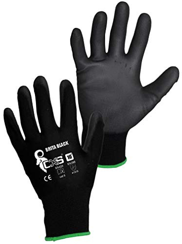 CXS Brita Gants de travail – Montage antidérapant Gants sans couture – Confortable, idéal pour travaux de réparation Travailler, Industrie Automobile, Service Atelier, Noir/Blanc, taille 6-11