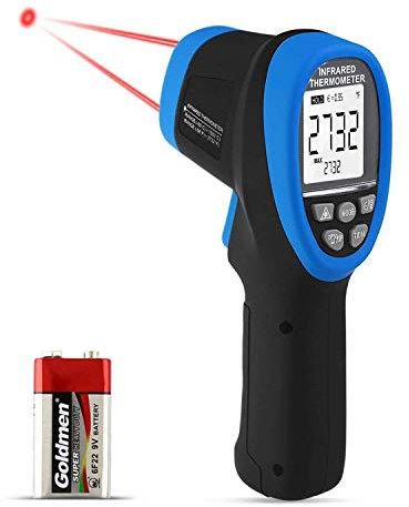 Infrarot Thermometer 1500 Grad BT-1500 Digital IR-Temperaturmessgerät -58℉ ~ 2732℉ (-50℃ ~ 1500℃) Hochtemperatur Infrarot Laser Thermometer für Kochen Industrie HVAC Ofen Schmiede（Batterie Enthalten）