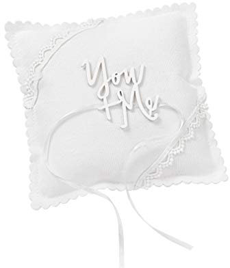 Miss Lovely Ringkissen Hochzeit & Standesamt You + ME mit Spitze Traukissen für Ehe-Ringe in Leinen-Optik mit Satin-Schleife Hochzeitsdekoration Accessoires & Zubehör (Creme & Weiß)