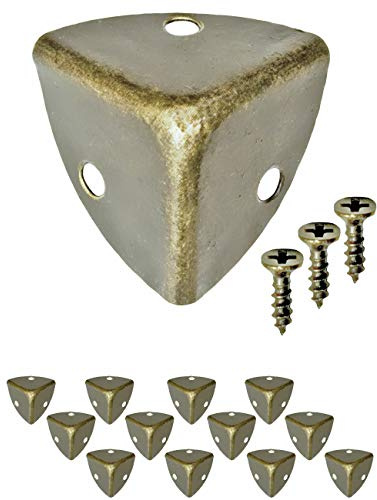 FUXXER 10x Antike Möbel-Ecken Kantenschutz Metall Vintage Messing Optik 38mm Set
