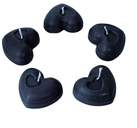 NKlaus 5x Romatische Herz Kerzen Bienenwachs Valentinstag Liebe Hochzeit schwarz 36370