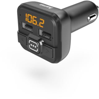 Hama FM Transmitter fürs Autoradio mit AUX, USB und Kfz Ladegerät (Auto Adapter für Zigarettenanzünder Buchse mit 3,5 mm Klinken Anschluss und 2 USB Anschlüssen für USB Stick und zum Laden) schwarz