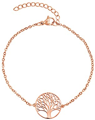 Nuoli® Lebensbaum Armband Damen (15 + 5cm verstellbar) Baum des Lebens Armkette für Frauen & Mädchen, aus Edelstahl
