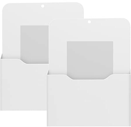 MoKo Magnetischer Stiftehalter, 2 Pack Magnetisch Zeitungshalter Wand, A4 Dokumentenhalter Bürobedarf Aufbewahrung, Notizbücher Organizer für Schule Büro Zuhause Kühlschrank, Weiß