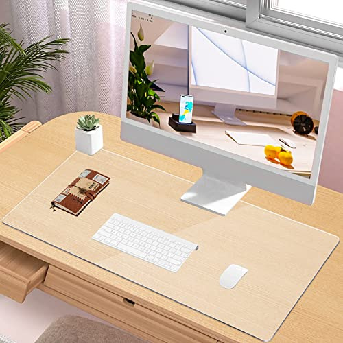 Schreibtischunterlage Transparent, 80x40 cm Runde Kanten Schreibtischunterlage Durchsichtig Rutschfest Schreibtisch Unterlagenmatte Abwischbar PVC Schreibunterlage für Büro und Zuhause