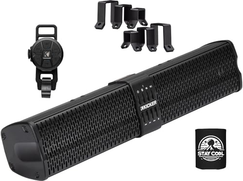 KICKER ATV/UTV Sound Bar Package - 6 Bluetooth Speaker Soundbar with Wireless Remote Control and Square Tube Bracket Kit, Water Resistant and Weather Proof for Marine, Boat, Golf Cart and RV
