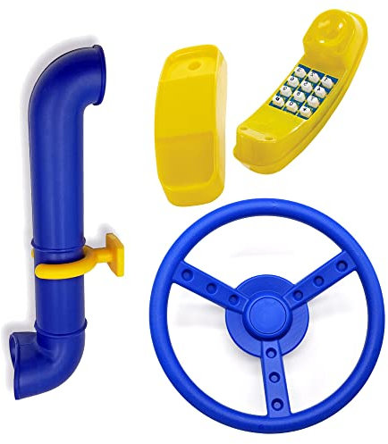 GK Zubehör-Set z.B. für Spielturm mit blauem Periskop, gelbem Telefon und Steuer-/ Lenkrad in der Farbe (blau)