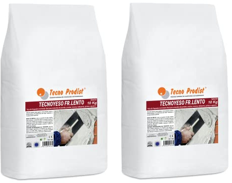 TECNO YESO LENTO de Tecno Prodist (SACO 10 + 10 Kg) Yeso de fraguado controlado. Ideal para enlucidos, revocos, tabiquería, grietas o agujeros