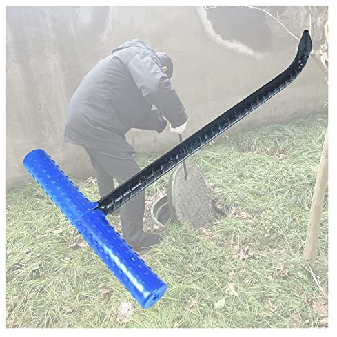 HDYZJQ kanaldeckelheber Metall Stahl Schachthaken für Entwässerungsabdeckungen, Verdickt Lochdeckelhaken zum Entladen Von Ladung/Türrahmen Brechstange Hebestange mit TIPP(Dia.14mm,90cm/35.4in Length)