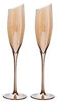 Flute da Champagne Bicchieri da Champagne Inclinati Creativi 180ml Eleganti Bicchieri Spumanti in Cristallo Set di 2 Calici Fatti a Mano con Flauto da Champagne di Lusso per Feste (Colore : Grigio) (C