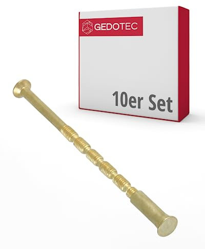 Gedotec vis M4 | 10 pièces - vis à douille | laiton poli M4 x 75 mm | connecteur d'armoire à fente cruciforme PZ2 et lame plate