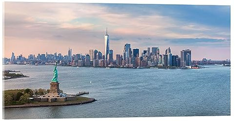 Posterlounge New York – Skyline mit Freiheitsstatue Acrylglasbild von Matteo Colombo 80 x 40 cm Wandbilder Wanddeko