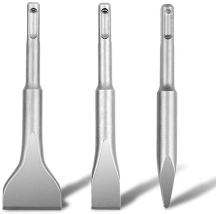 Monkey King Bar SDS Plus Chisel Set 3 PCS - Flat (140MM x 20MM), Pointed (140MM), Wide (140MM x 40MM) for Concrete, Stone