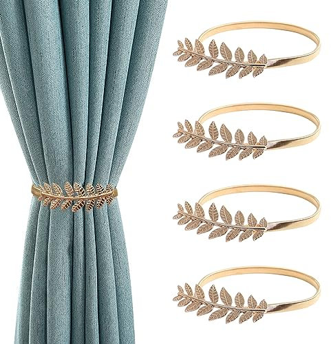 ERFGT 4 Pezzi Fermatenda Fermatende Dorati Fermatende per Tende Ferma Tenda Fermatende e Raccogli Fermatenda Stile Minimalista, per la Camera da Letto, la Decorazione della Finestra dell’Ufficio
