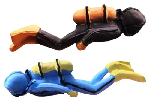 SAFIGLE 2 Stück Dekorative Taucherfiguren aus Kunstharz für Aquarium Dekoration und Heimgestaltung mit Lebensechtem Design und Charmantem Aussehen