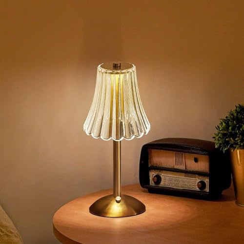 Crystal Table Lamp for Nightstand,3 Color Modes & Stepless Dimmable LED Touch Lamp,Rechargeable Touch Lamp Small Lamp, Bedside Lamp Nightstand Lamp for Bedroom for Mother's Day, Valentine's Day