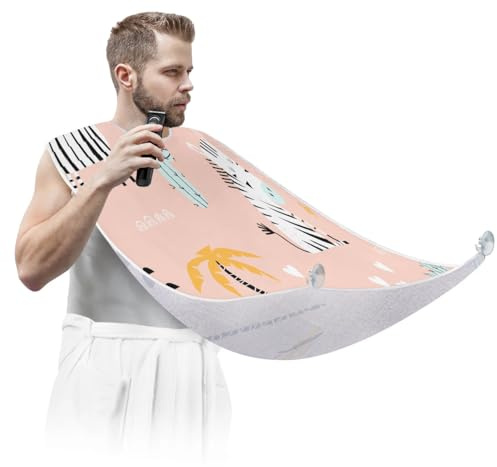 Zebra Cactus Beard Bib Apron Beard Bib Hair Catcher for Men Shaving and Trimming Non-Stick Waterproof Beard Cape Grooming Cloth with 2 Suction Cups, Gifts for Men