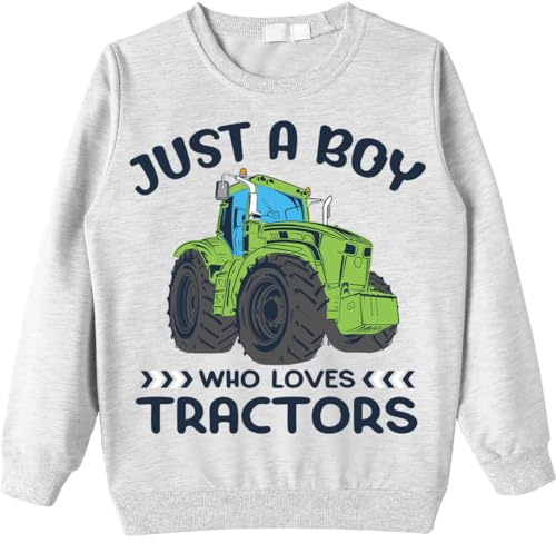 EULLA Toddler Tractor Jumper Boys Tractor Sweatshirt Kids Long Sleeves Crew Neck T-Shirt Cotton 2-3 Years