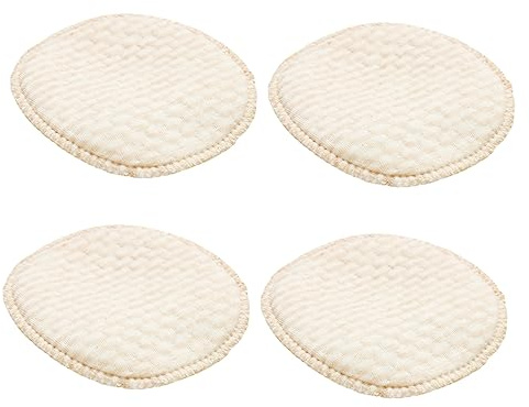 Dischetti Assorbilatte Lavabili 4 Pezzi 11x11 Cm in Cotone Naturale | Beige, Assorbimento Elevato e Prevenzione Perdite, per Allattamento, Set Compatto e Pratico